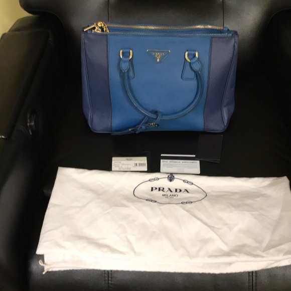 Prada Saffiano Lux purse Bluette+Cobalto - Picture 1 of 8